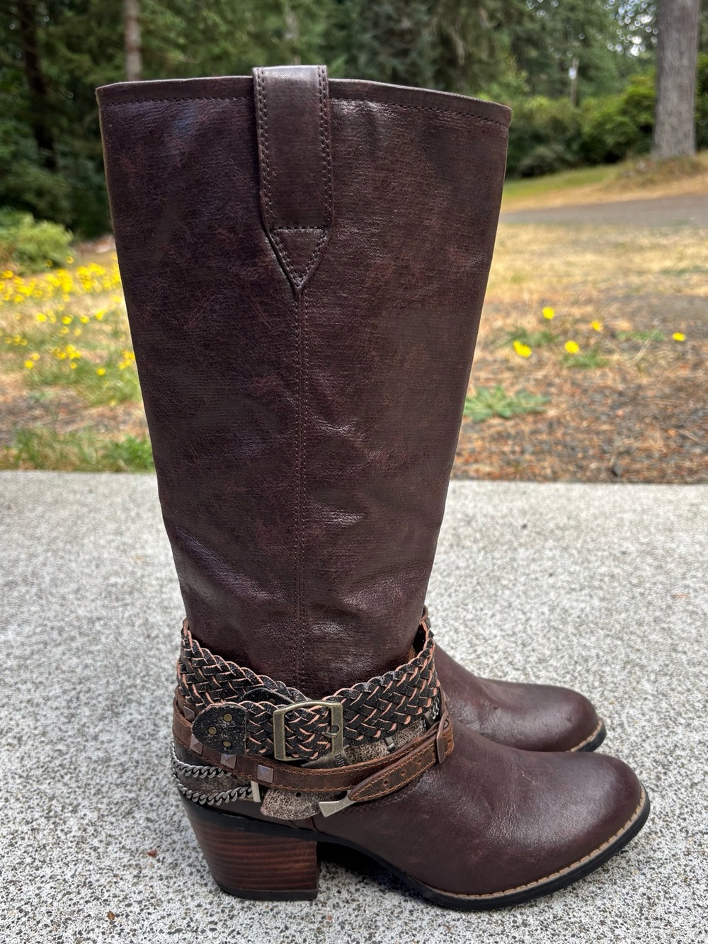 Crush by Durango Philly Brown Leather Harness Western Boots 7.5